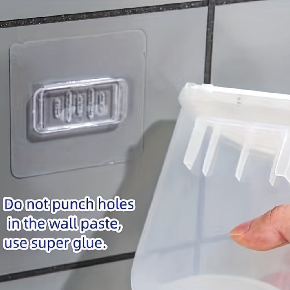 Mouthwash Dispenser with Wall Mounted 2-Pack 21 oz Plastic Container and Space Saving Bathroom Organizer for Countertop Storage