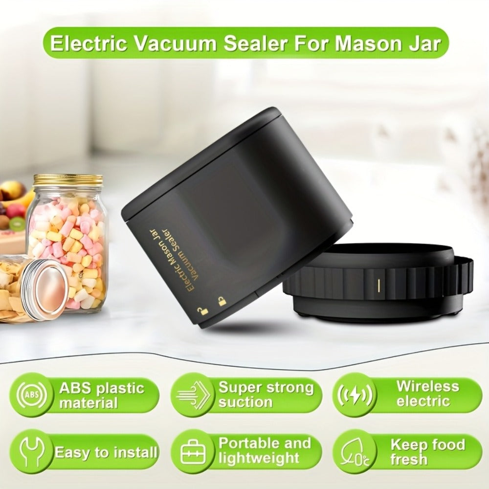 Electric Mason Jar Sealer One-Touch Vacuum Seal with Regular Mouth Lids