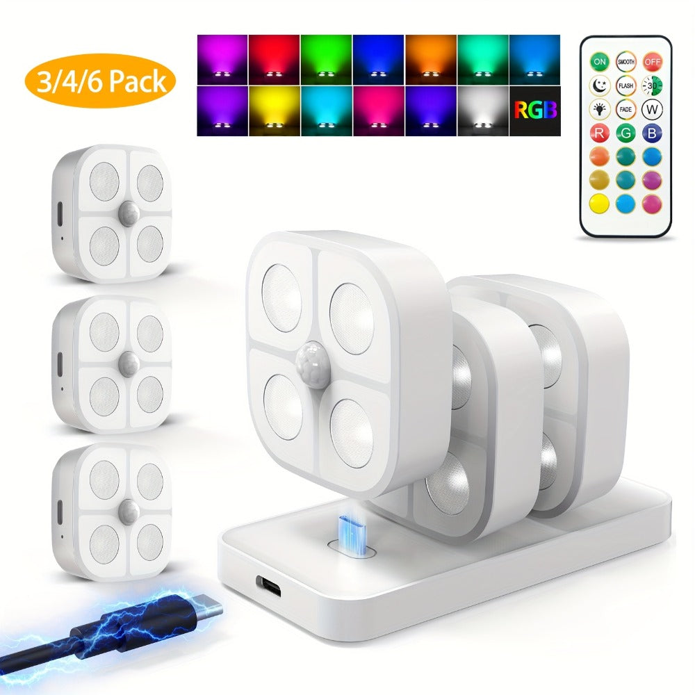 Puck Lights, Wireless LED Closet Lights, Color Changing Night Light for Hallway Stairway Bathroom Bedroom Kitchen