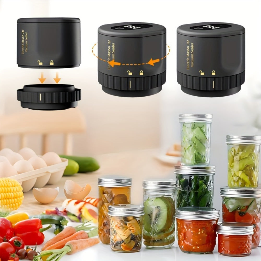 Electric Mason Jar Sealer One-Touch Vacuum Seal with Regular Mouth Lids