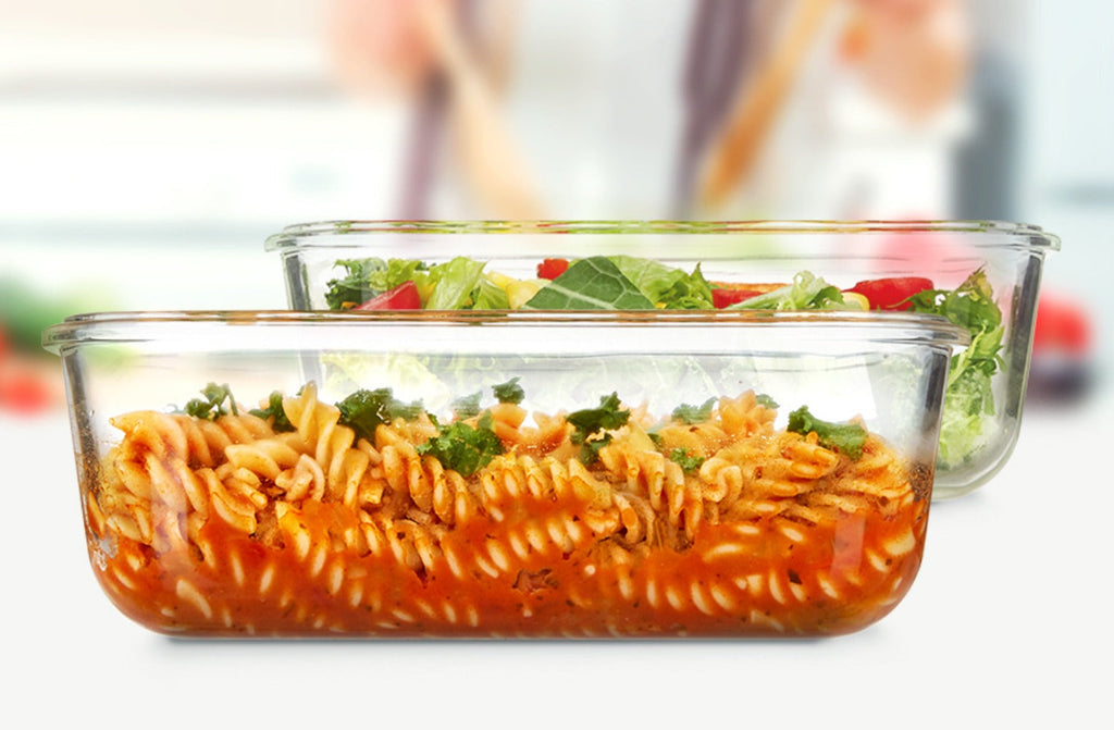 Lids 2 Pack 63oz Borosilicate Glass Meal Prep Containers, Leak-Proof Baking Dish Set, Glass Food Storage Container