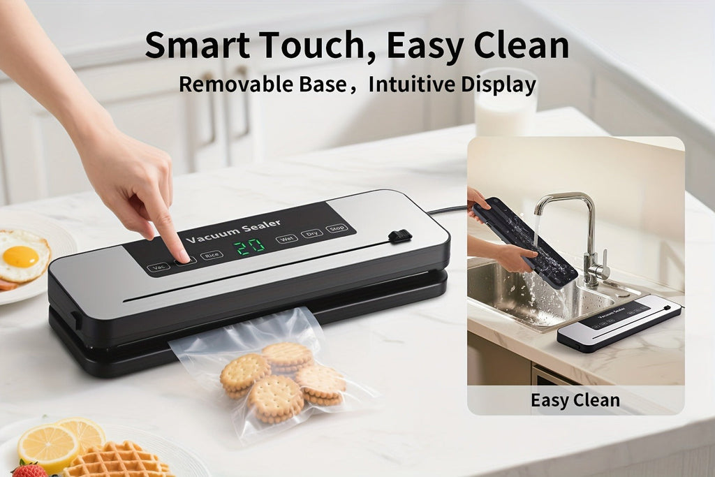 Vacuum Sealer Machine with Bags Cutter and Hose for Dry and Moist Foods