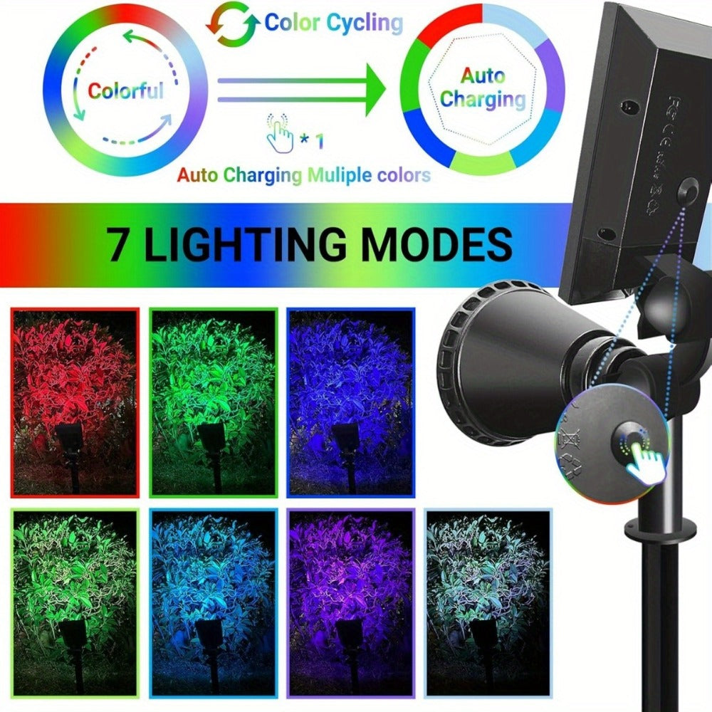 Solar Landscape Lights with 8 Color Modes Outdoor Solar Spotlight for Garden