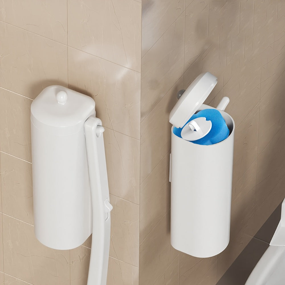 Disposable Toilet Brush with Bracket and Replaceable Heads for Home and Bathroom