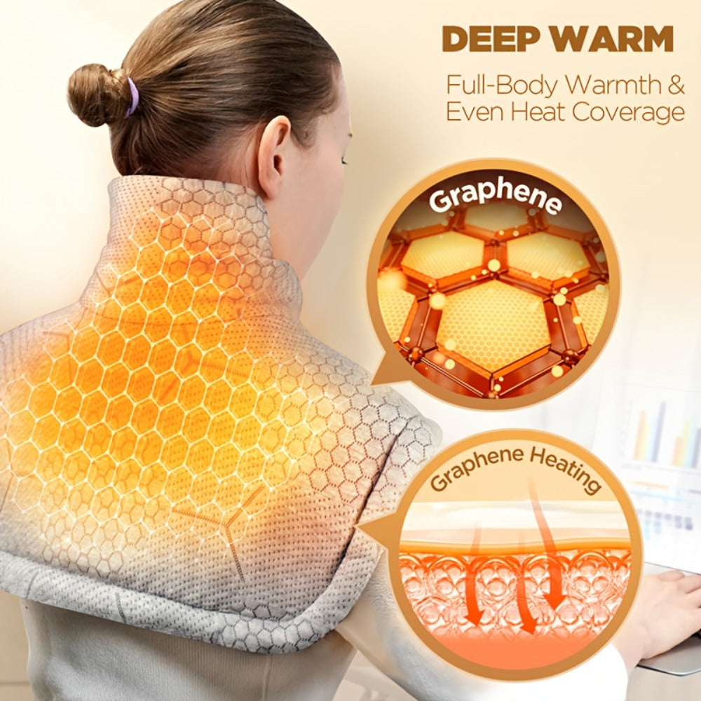 Heating Pad for Neck and Shoulders, Weighted Electric Wrap with Six Heat Settings and Automatic Shut-Off
