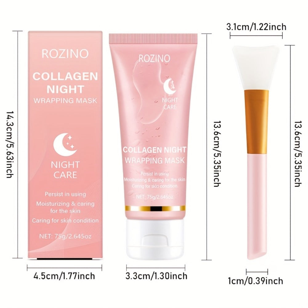 Collagen Overnight Wrapping Facial Mask with Hyaluronic Acid for Glowing Skin