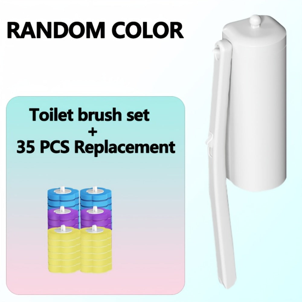 Disposable Toilet Brush with Bracket and Replaceable Heads for Home and Bathroom