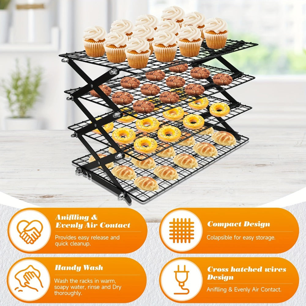 Baking Rack with 4-Position Height Adjustment for Cookies Cakes Bread