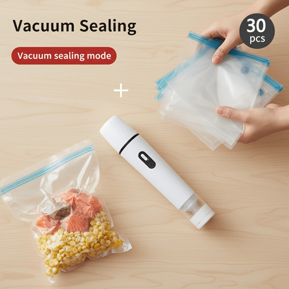 Handheld Vacuum Sealer Machine for Food Storage Portable Food Vacuum Preservation Device with 15 or 30 Vacuum Bags – Powerful Compact Vacuum Sealing Machine for Freshness