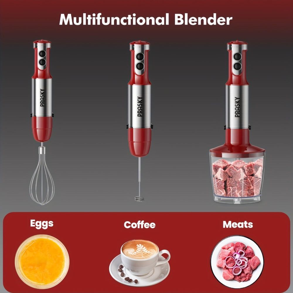 Immersion Blender with Meat Chopper and Measuring Cup Attachments