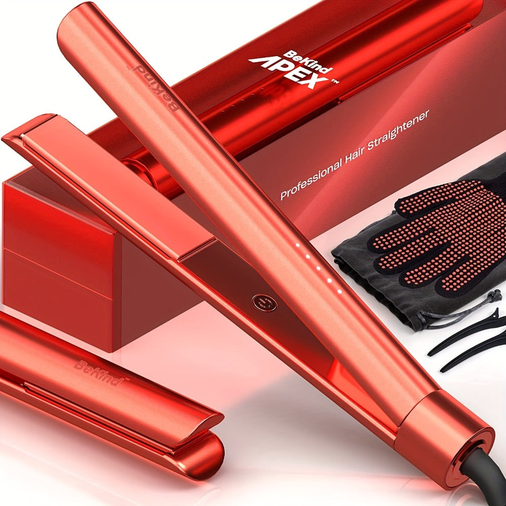 Hair Straightener Flat Iron 2-in-1 Curling Iron | 460°F Professional Ceramic Plates | 15s Fast Heating | Temp Memory | UltraSmooth Anti-Frizz | Gift Set for Women Girls