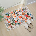Bohemian Floral Plush Rug Non-Slip Machine Washable – Soft Floral Runner Mat for Bedroom, Kitchen, Bathroom, Entryway & Living Room – Easy Clean Indoor Home Decor Mat, 4 Sizes
