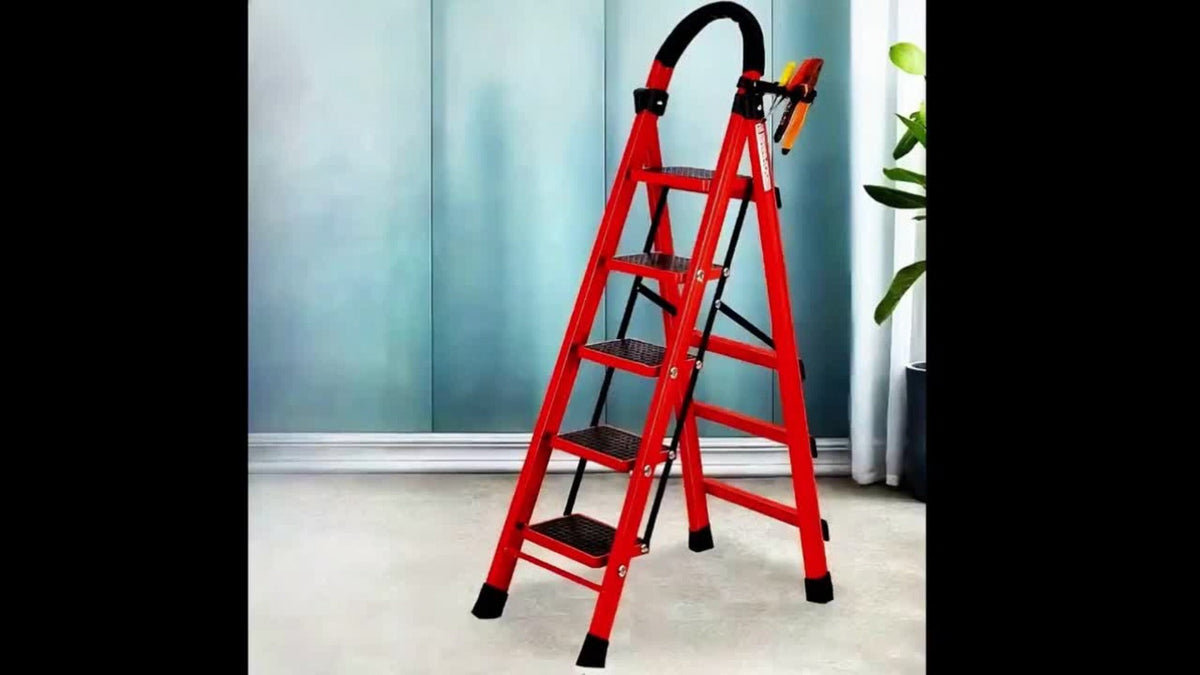 5 Step 500 LBS Anti-Slip No Assembly, Portable Lightweight Ladder for Home, Folding Step Stool
