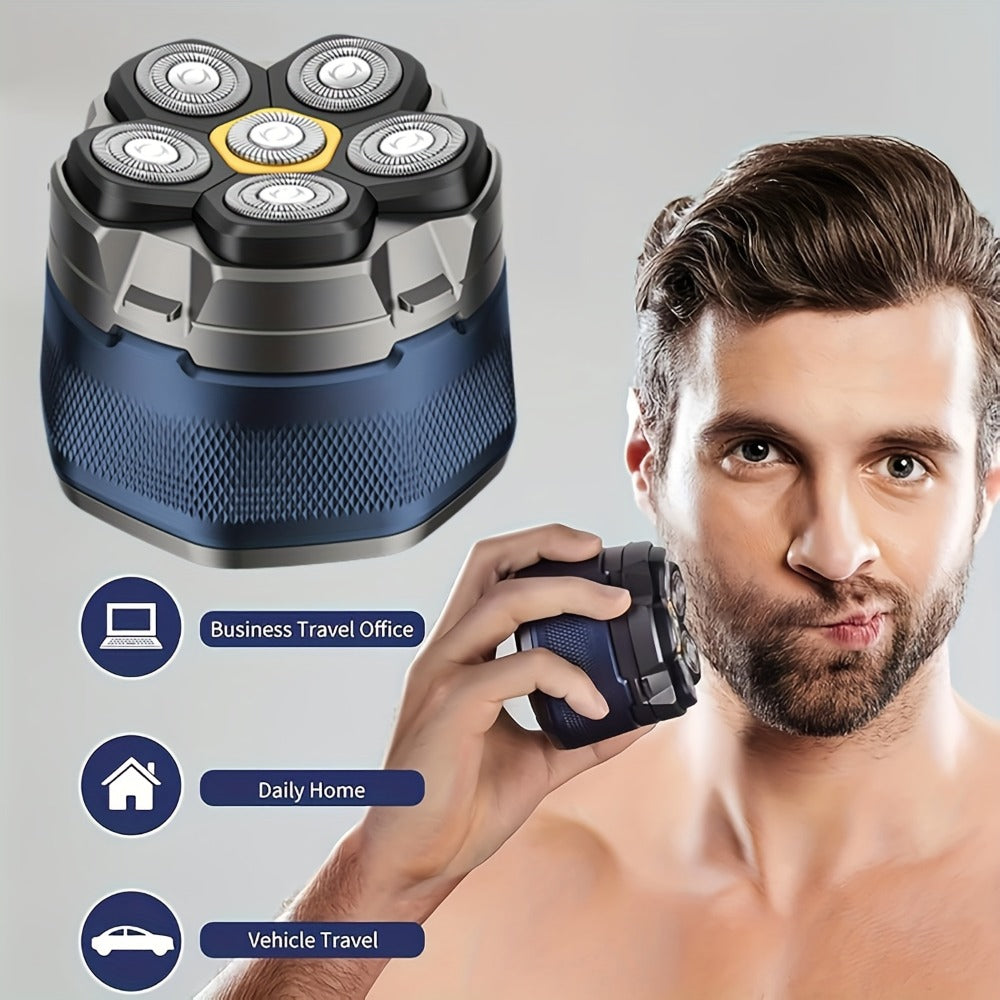Head Shaver (6-Blade 1400mAh) for Bald Men in a USB-C Rechargeable Electric Razor Design with LED Display