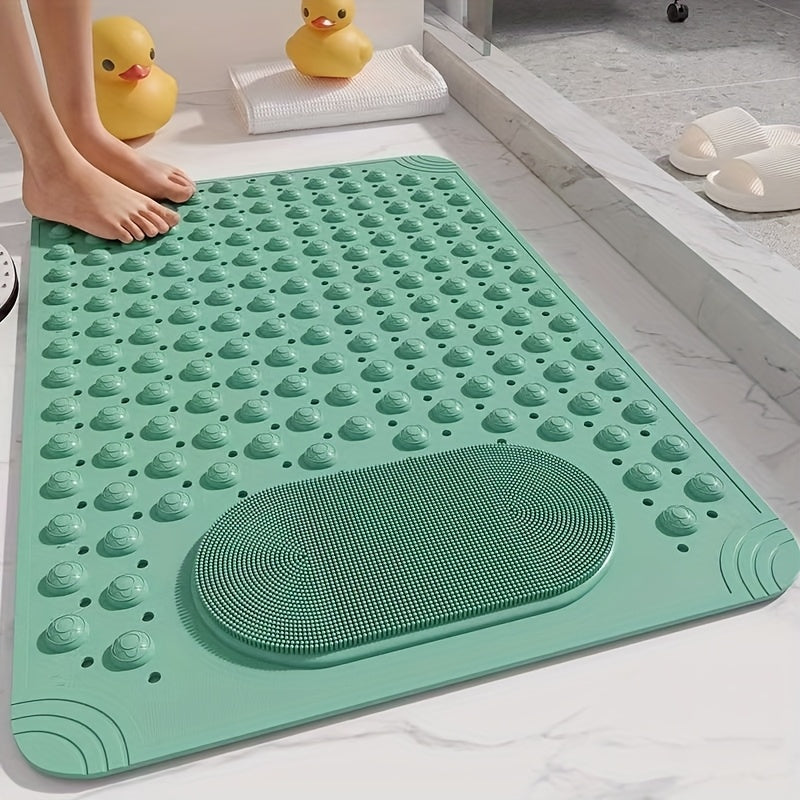 Non-Slip Bath Mat with Massage Buttons - PVC Shower Mat with Polka Dot Pattern, 0.35" Thick Rectangular Bathroom Safety Mat | Anti-Slip Bathtub Mat for Shower, Tub & Bathroom Floor | Multiple Colors