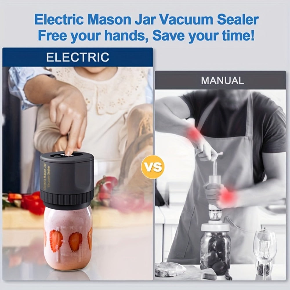 Electric Mason Jar Sealer One-Touch Vacuum Seal with Regular Mouth Lids