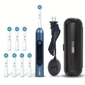 Rotating Electric Toothbrush with 8 Replacement Heads – Wireless Induction Charging, 3 Cleaning Modes, IPX7 Waterproof, Oral Care Gift for Family, Friends & Parents – Blue, Purple, Black