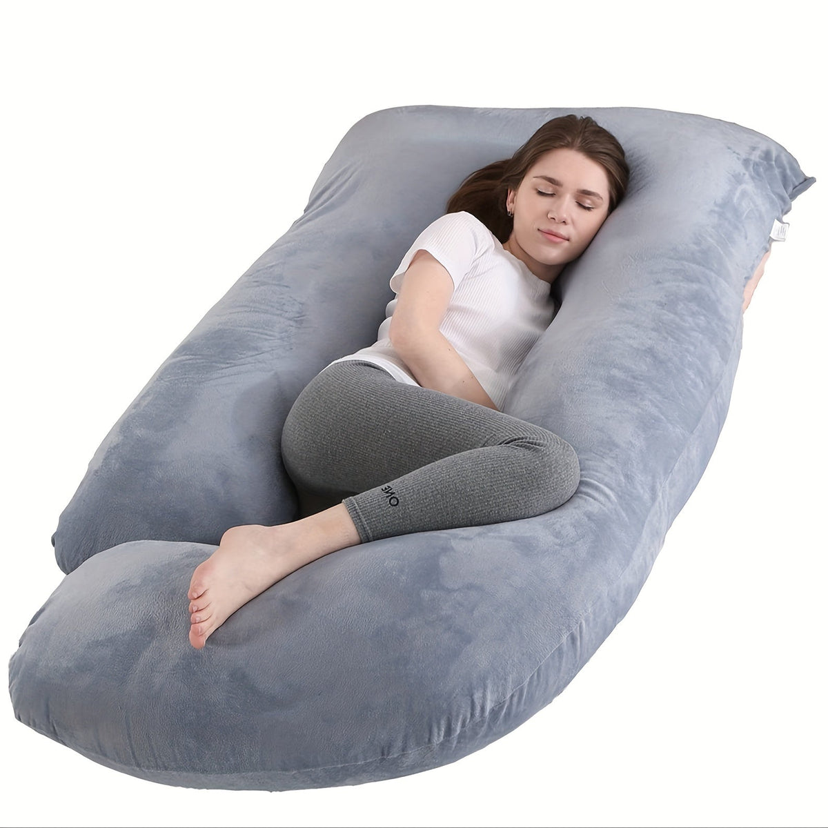Pregnancy Pillow J-Shape 60 Inch Full Body Maternity Pillow with Velvet Cover – Back Leg Belly Support for Pregnant Women Side Sleeper Body Pillow Multiple Colors