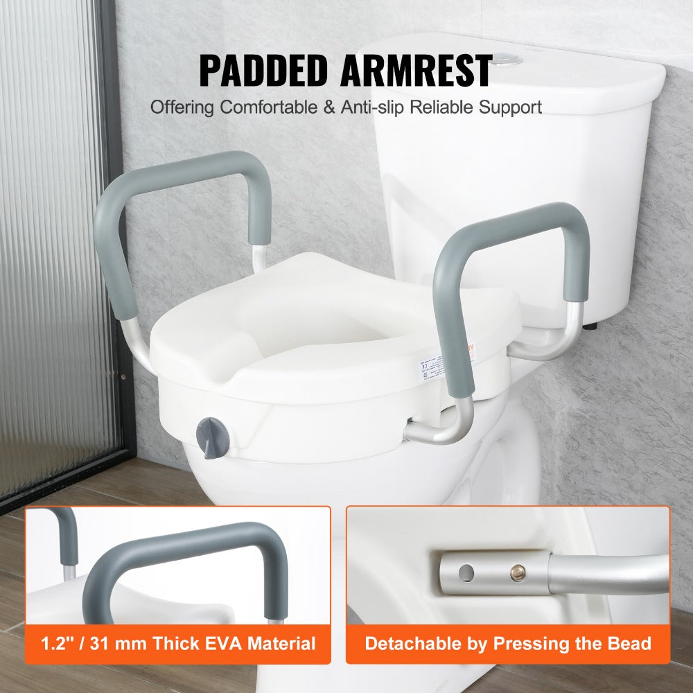 Raised Toilet Seat with 350 lbs Capacity for Seniors and Elderly