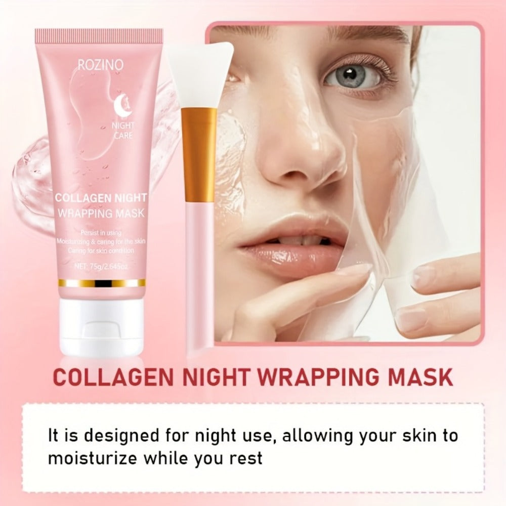 Collagen Overnight Wrapping Facial Mask with Hyaluronic Acid for Glowing Skin