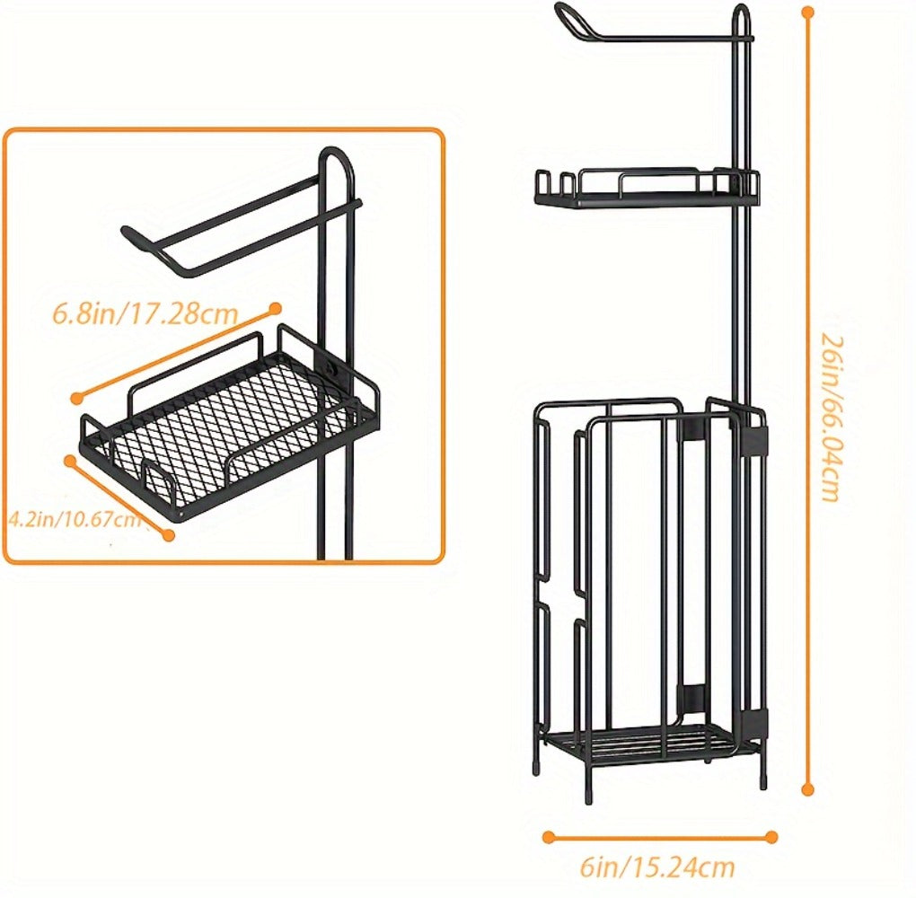 Stainless Steel Stand 3 Extra Roll Storage Modern Bathroom Organizer, Freestanding Toilet Paper Holder