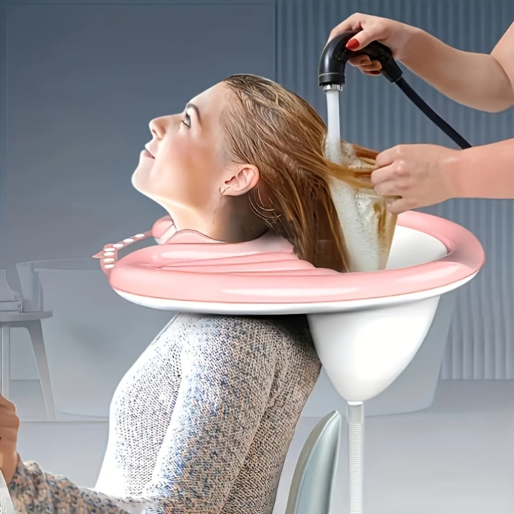Foldable Inflatable Shampoo Basin with Air Pump and Drainage for Bedridden Elderly