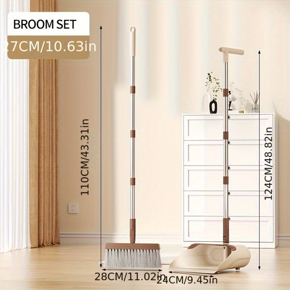 Broom And Dustpan Set with 50 Inch Extended Handle for Dust Hair Debris