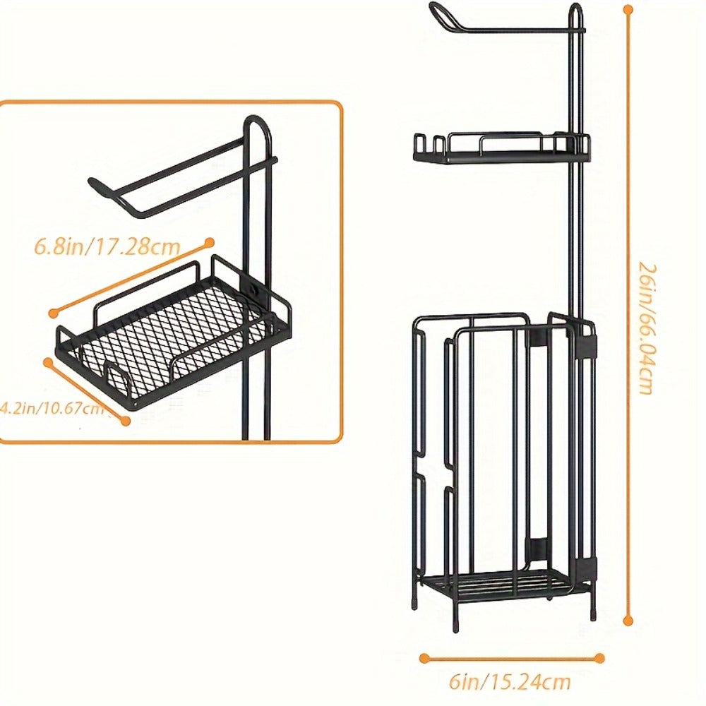 Stainless Steel Stand 3 Extra Roll Storage Modern Bathroom Organizer, Freestanding Toilet Paper Holder