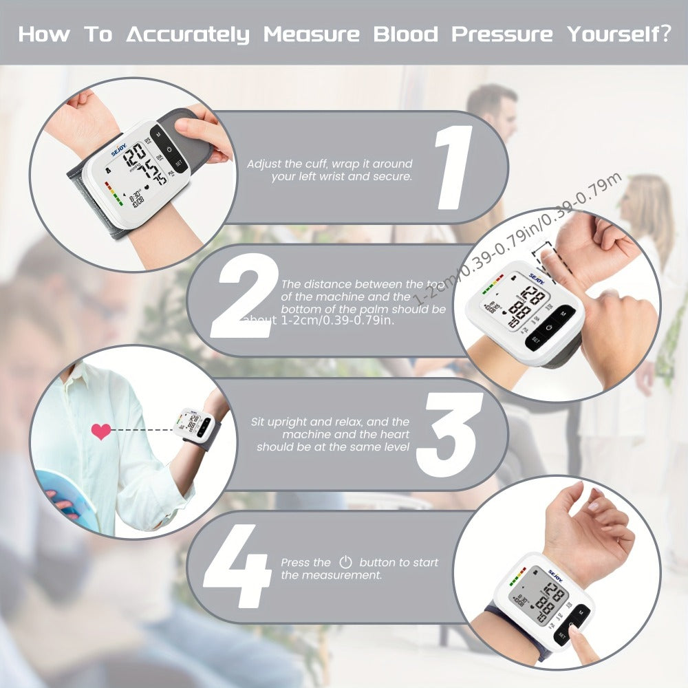 Wrist Blood Pressure Monitor, Portable & Accurate for Home Use & Travel (Blue / White / Black / Purple)