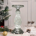 LED Swirling Candle Holder with On/Off Switch – Polished Acrylic Pedestal Base Fits 3-Wick Candles Up to 4 Inch Silver Gold Centerpiece for Home Decor Wedding Table Holiday Christmas Gift