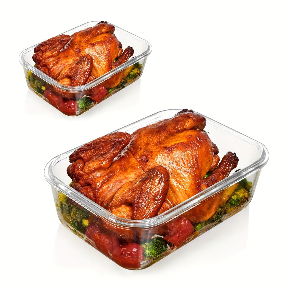 Lids 2 Pack 63oz Borosilicate Glass Meal Prep Containers, Leak-Proof Baking Dish Set, Glass Food Storage Container