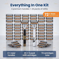 Shaving Kit for Men – 2 Handles & 72 Replacement Blades, Six-Layer Blade System Luxury Razor Set for Beard & Mustache Grooming, Ergonomic Design, Perfect Christmas & Valentine's Day Gift