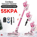 Cordless Vacuum Cleaner 55KPa 8-in-1 Stick Vacuum with LED Light 180° Swivel Lightweight Wireless for Hardwood Carpet Pet Hair Stairs Car Sofa Home Office