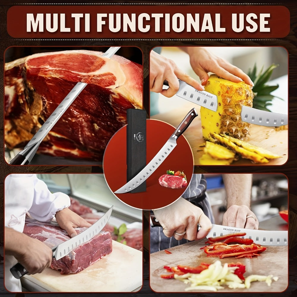 10 Inch Brisket Carving Knife with Ergonomic Wood Handle for BBQ