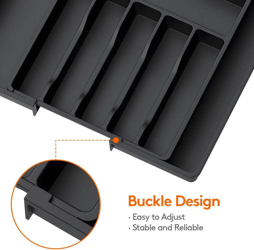 Drawer Organizer, Utensil & Cutlery Storage Tray for Kitchen Drawer, Expandable Knife Fork Spoon Holder 22.4" x 15" x 2"
