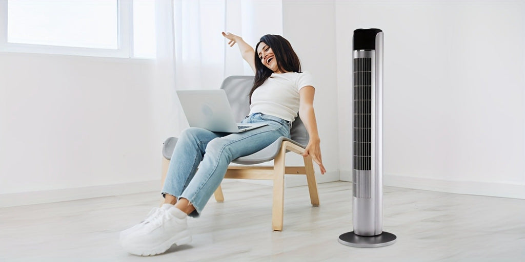 Bladeless Tower Fan with Remote Control and 12-Hour Timer for Home