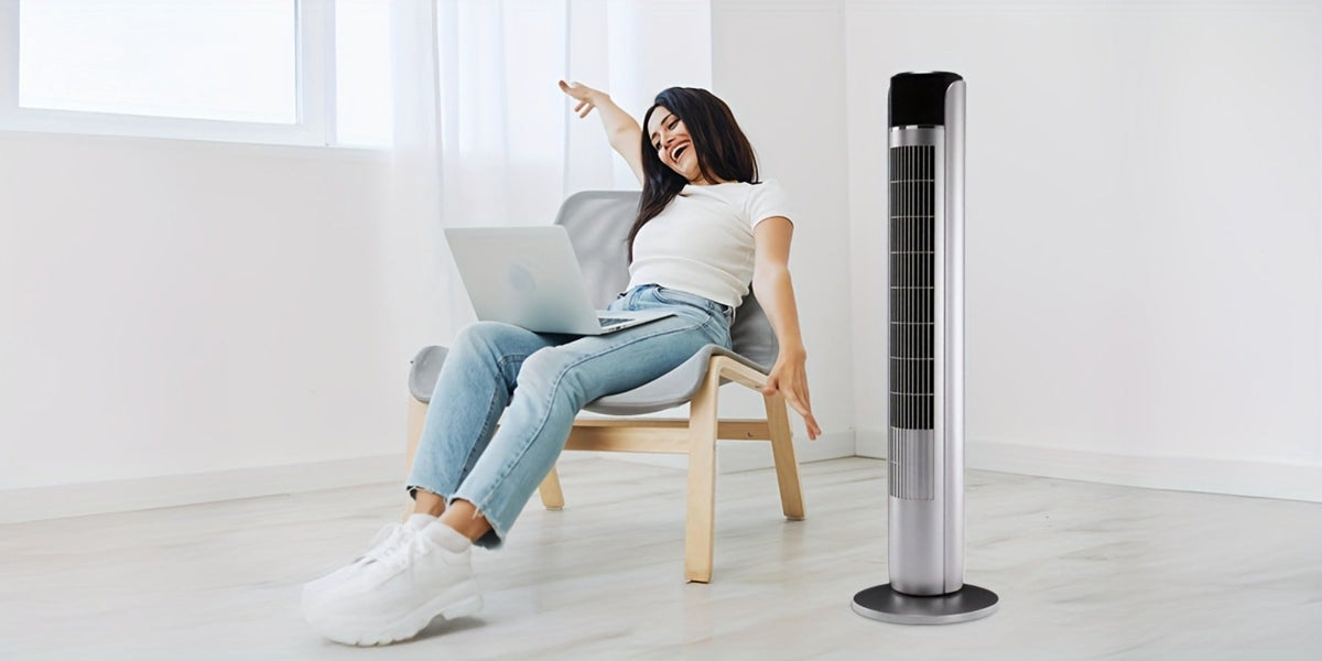 Bladeless Tower Fan with Remote Control and 12-Hour Timer for Home