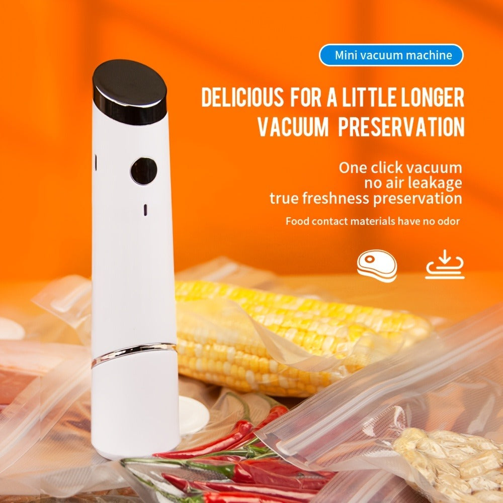 Vacuum Sealer, Machine 10 Reusable Bags Handheld Food Kit, BPA-Free Seal Bags, Portable Meal Saver for Sous Vide & Freezer Storage
