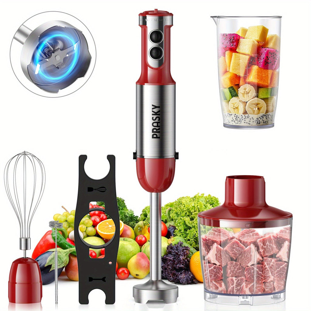 Immersion Blender with Meat Chopper and Measuring Cup Attachments