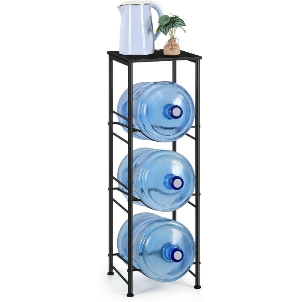 5 Gallon Water Jug Holder in Particleboard and Steel Frame for Kitchen and Office (3-Tier Rack Organizer)