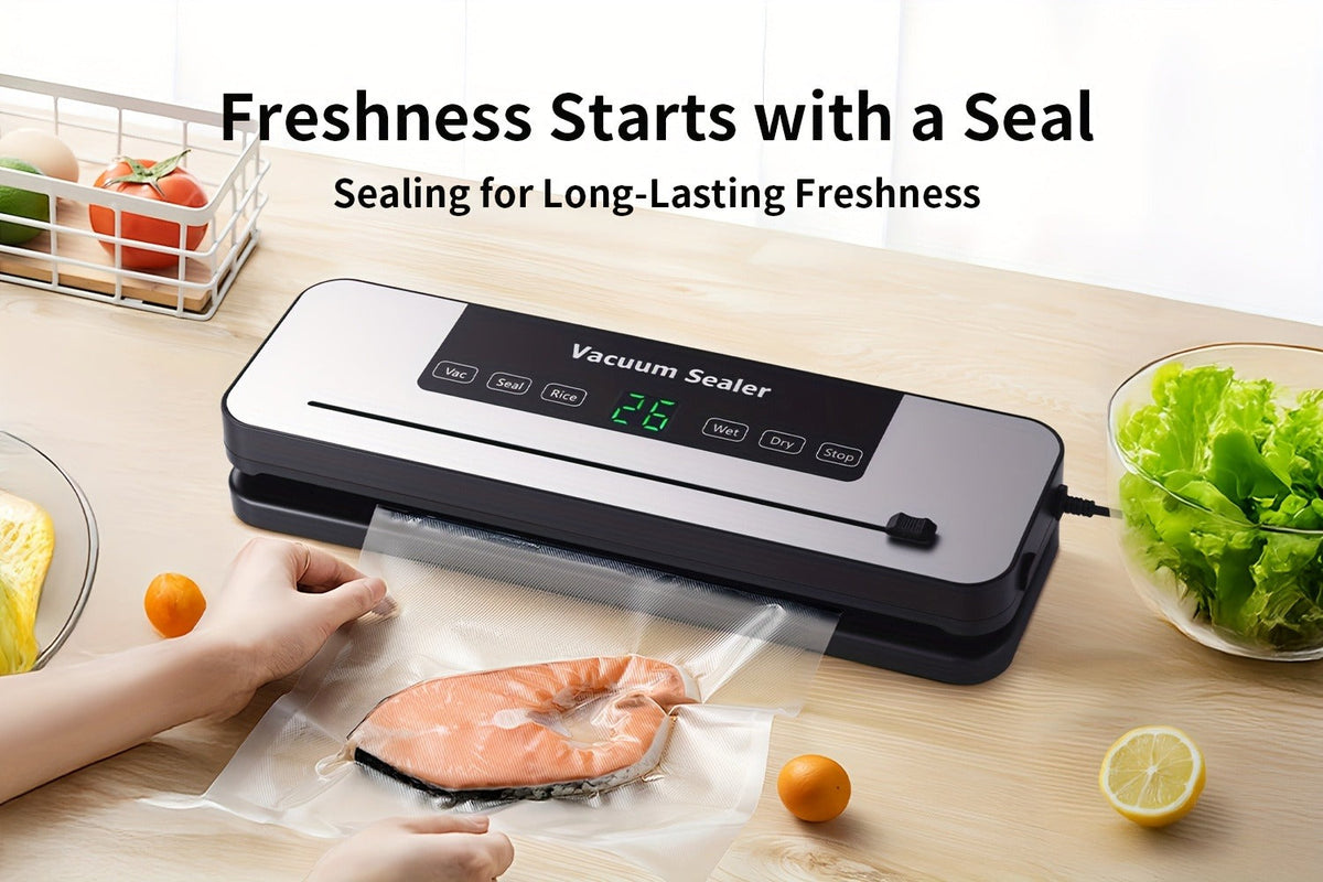 Vacuum Sealer Machine with Bags Cutter and Hose for Dry and Moist Foods