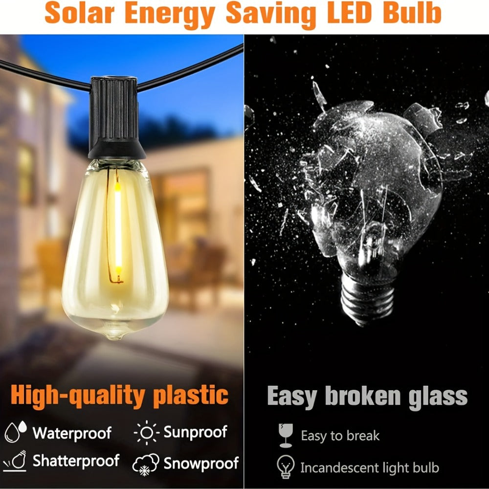 Outdoor String Lights, Solar String Lights Outdoor 50/100FT, 2700K Warm White Waterproof Patio String Lights