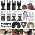 115pcs Oscillating Saw Blades Set with Sandpaper – Multitool Blades for Wood Metal Plastic, Universal Fit for Major Brands, Complete DIY & Pro Cutting Kit