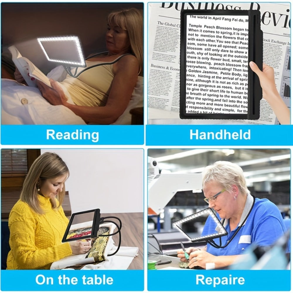 Magnifying Glass, Flexible Gooseneck Neck Wear Magnifier for Reading Sewing Repair Low Vision Elderly