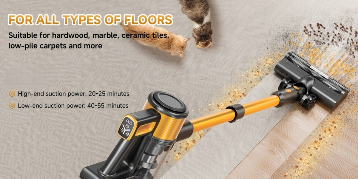 Cordless Stick Vacuum Cleaner 60Kpa 55-Min Runtime - Anti-Tangle Lightweight Handheld Vacuum for Hardwood Floor Carpet Pet Hair Corded Cordless 2200mAh Battery
