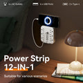 Power Strip, 6 AC Outlets & 6 USB Ports (2 USB-C) Compact Space-Saving Plug, 110-130V US Plug for Home & Office White & Black