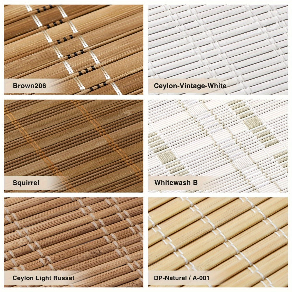 Bamboo Roman Shades Cordless - Light Filtering Roll Up Bamboo Blinds for Windows, Natural Woven Window Treatment for Living Room Bedroom Office, Multiple Sizes & Colors