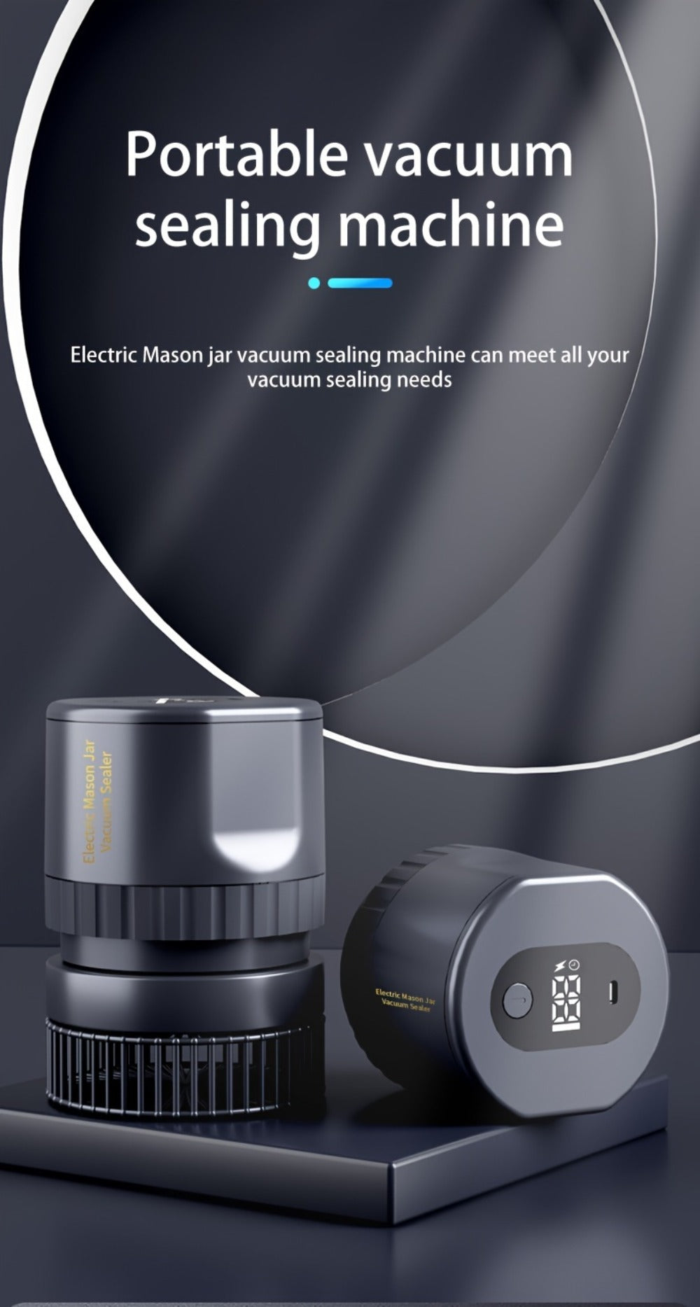 Electric Mason Jar Sealer One-Touch Vacuum Seal with Regular Mouth Lids