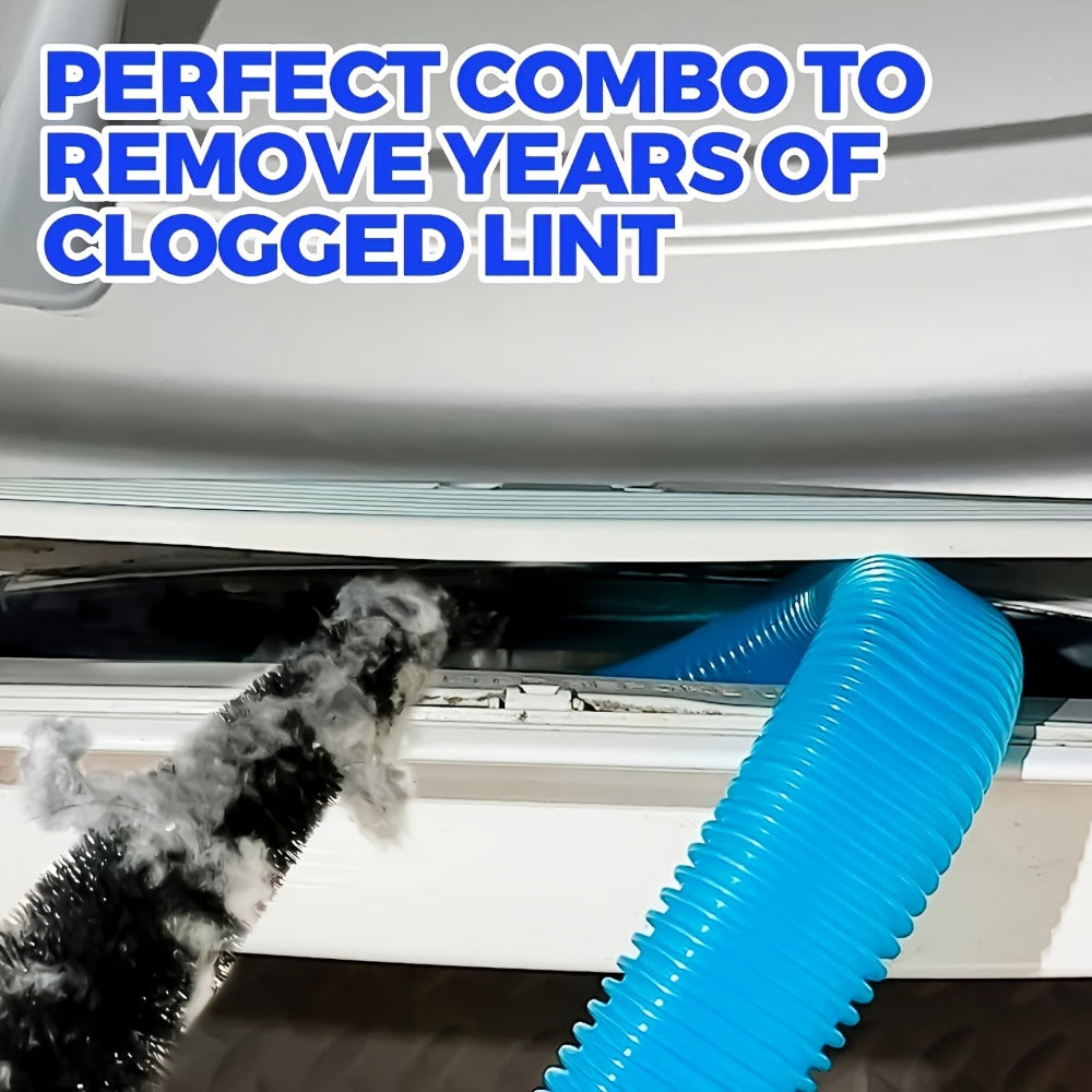 Dryer Vent Cleaning Kit, Flexible Lint Brush and Vacuum Hose Attachment Set for Dryer Duct Lint Trap Removal Home Safety