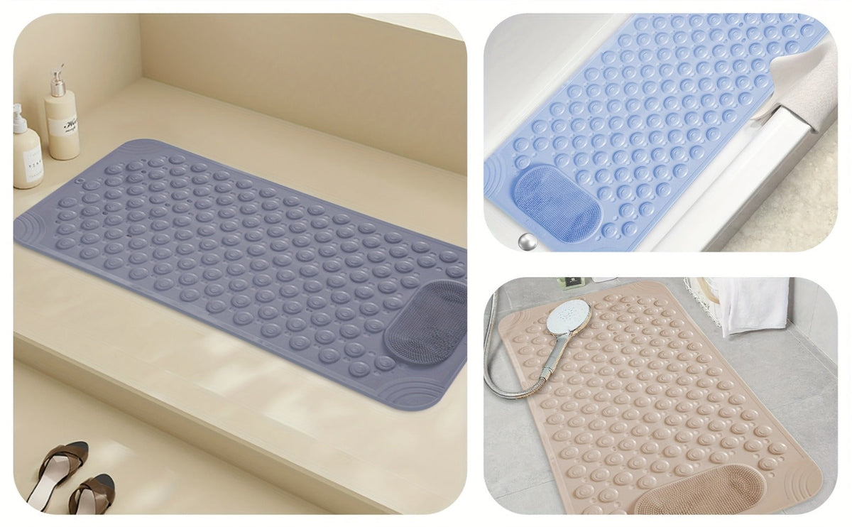 Non-Slip Bath Mat, Cushioned Shower and Tub Floor Mat with Massage Texture in Two Rectangular Sizes